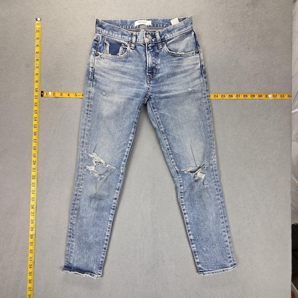 Moussy Vintage Jeans Womens 24 Blue Howa Made In Japan Thrashed Honeycomb